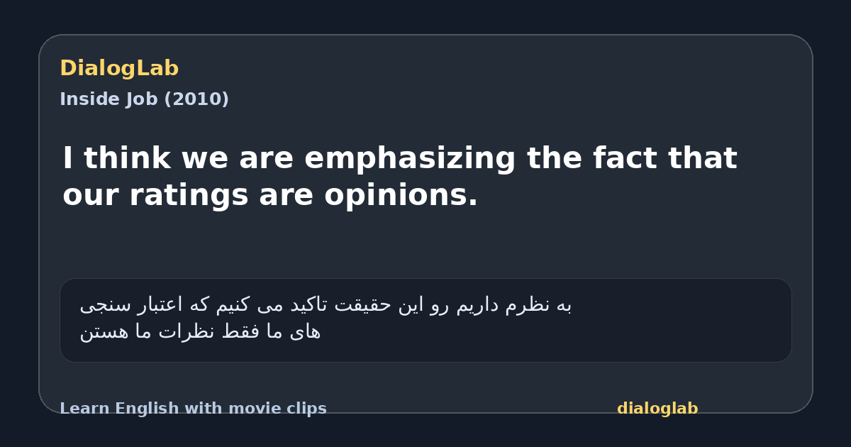 Share card for I think we are emphasizing the fact that our ratings are opinions.