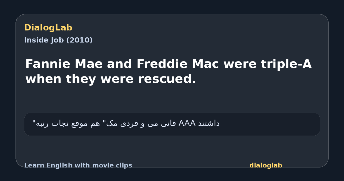 Share card for Fannie Mae and Freddie Mac were triple-A when they were rescued.