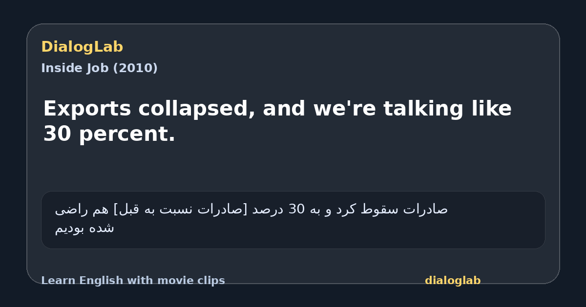 Share card for Exports collapsed, and we're talking like 30 percent.