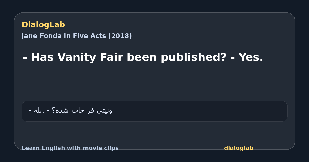 Share card for - Has Vanity Fair been published? - Yes.