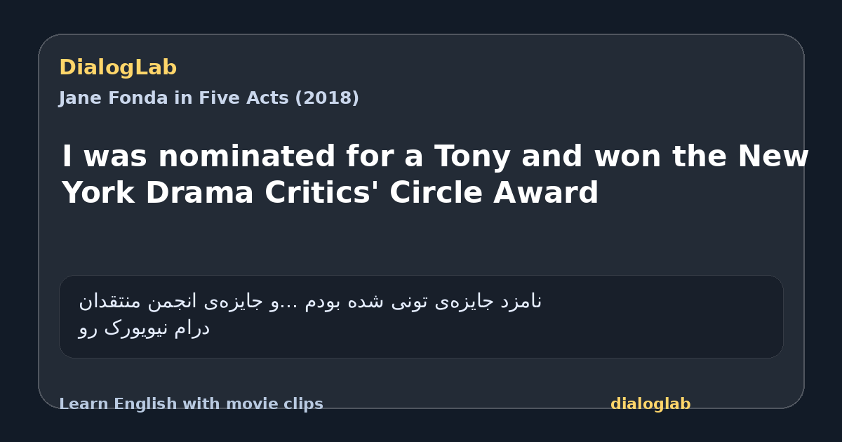 Share card for I was nominated for a Tony and won the New York Drama Critics' Circle Award