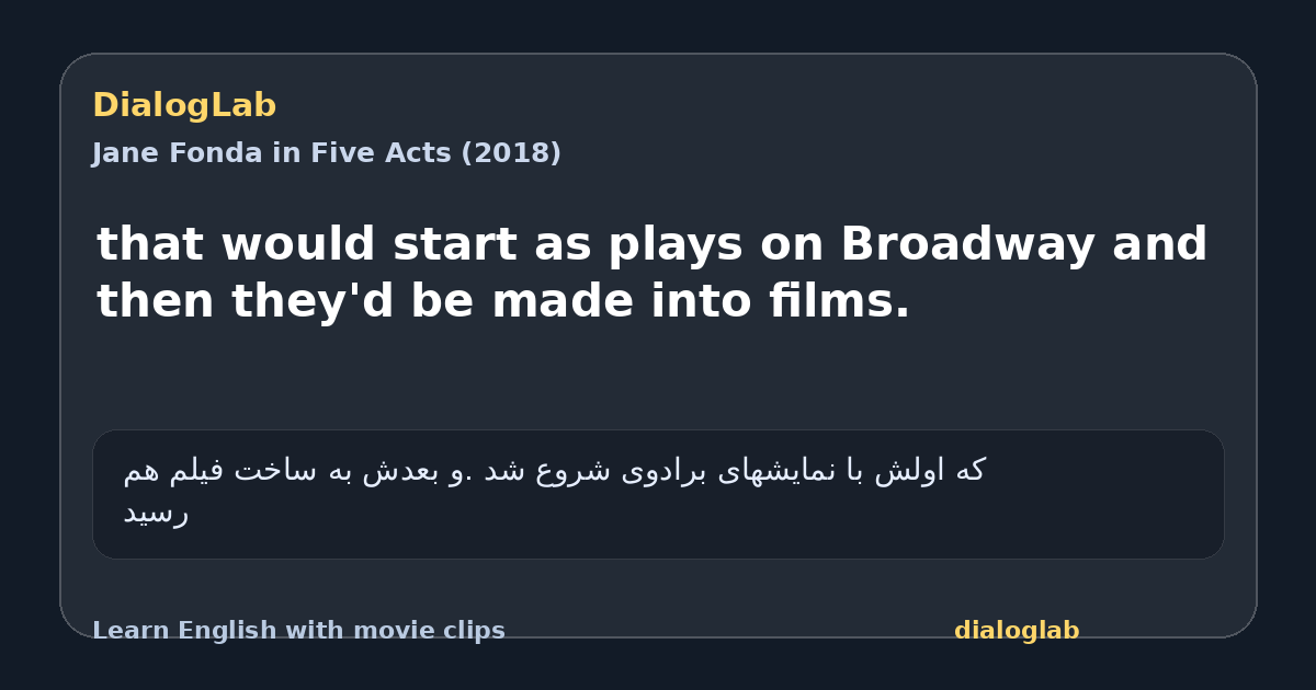Share card for that would start as plays on Broadway and then they'd be made into films.