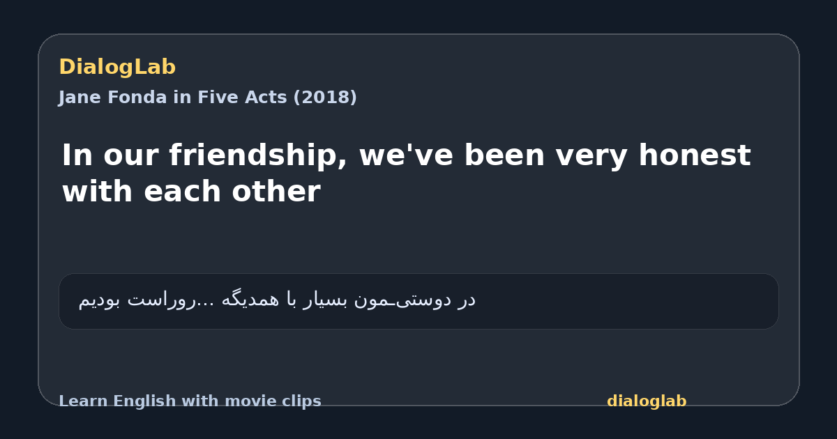 Share card for In our friendship, we've been very honest with each other
