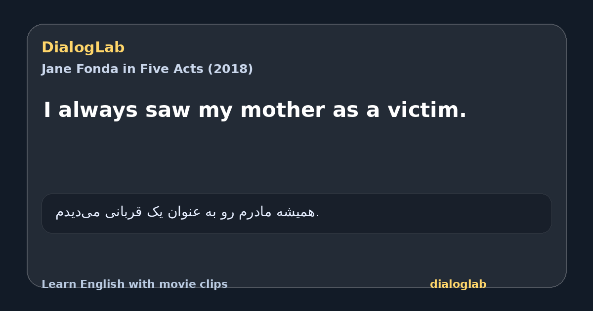 Share card for I always saw my mother as a victim.