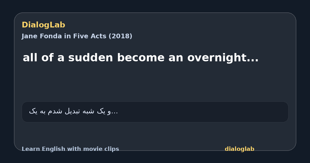 Share card for all of a sudden become an overnight...