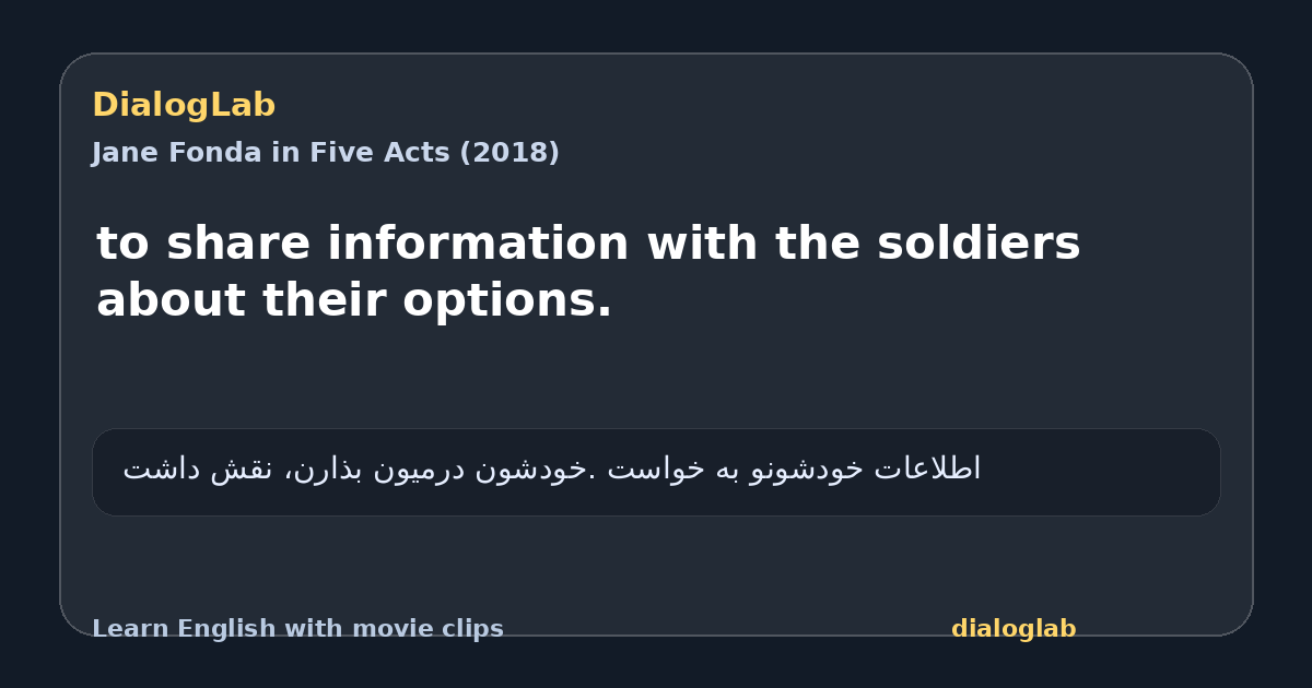 Share card for to share information with the soldiers about their options.