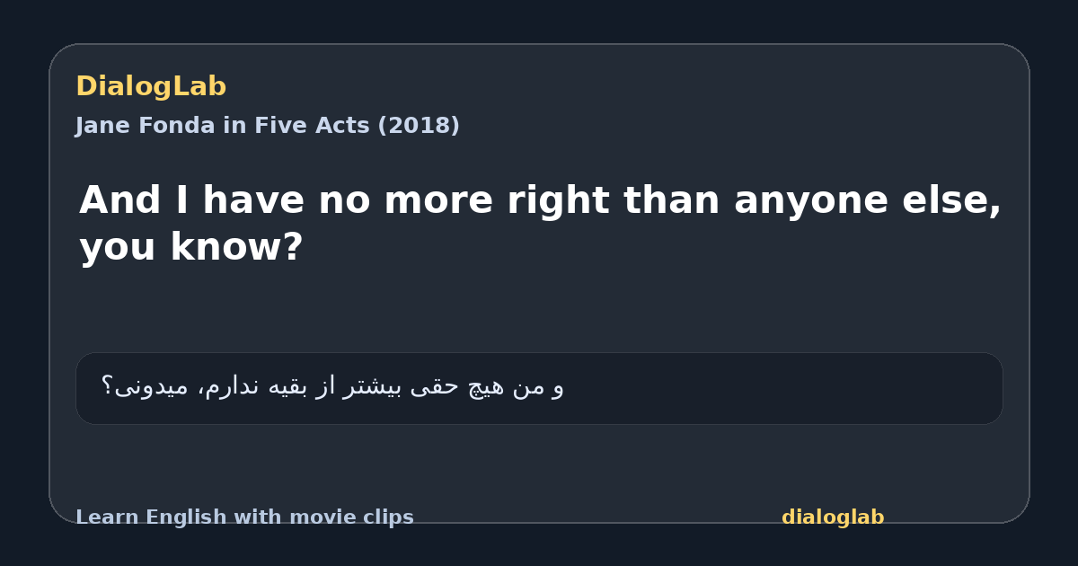 Share card for And I have no more right than anyone else, you know?