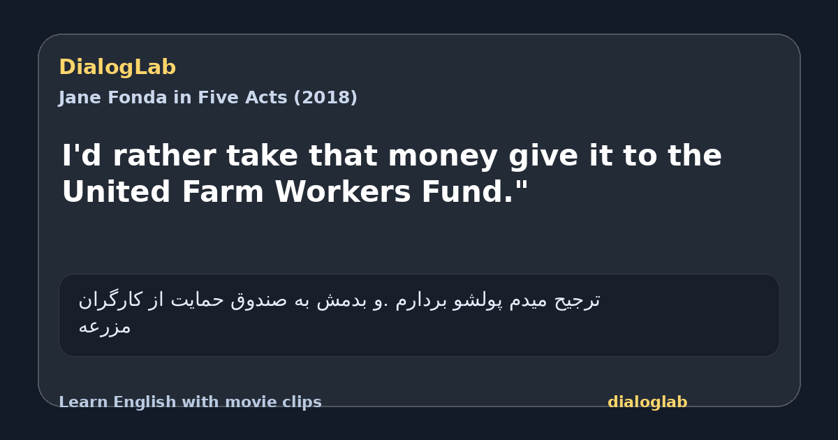Share card for I'd rather take that money give it to the United Farm Workers Fund."
