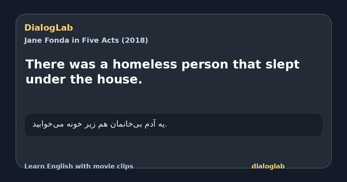 Share card for There was a homeless person that slept under the house.