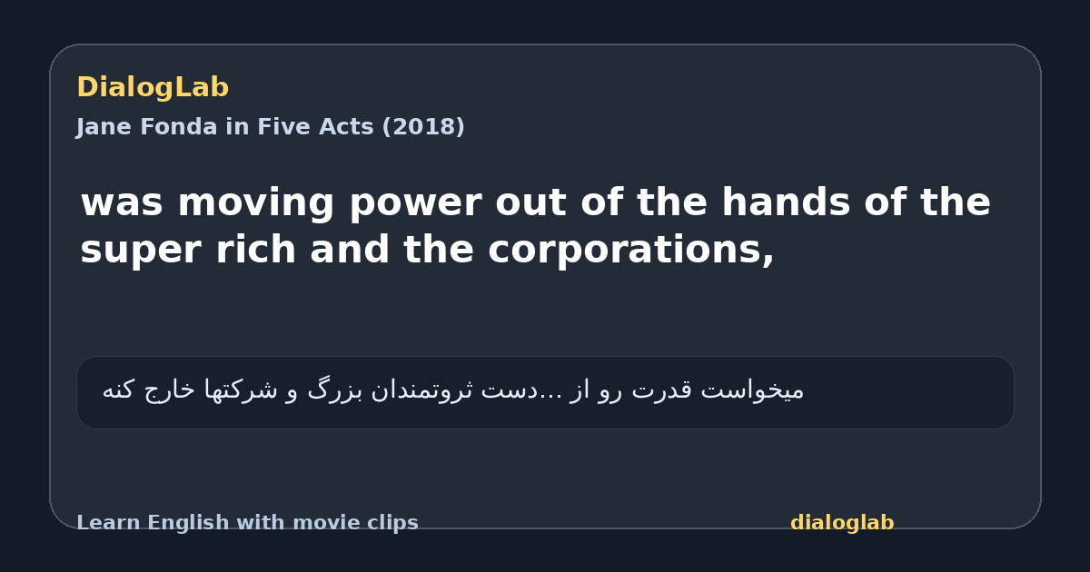 Share card for was moving power out of the hands of the super rich and the corporations,