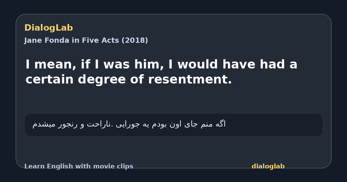 Share card for I mean, if I was him, I would have had a certain degree of resentment.