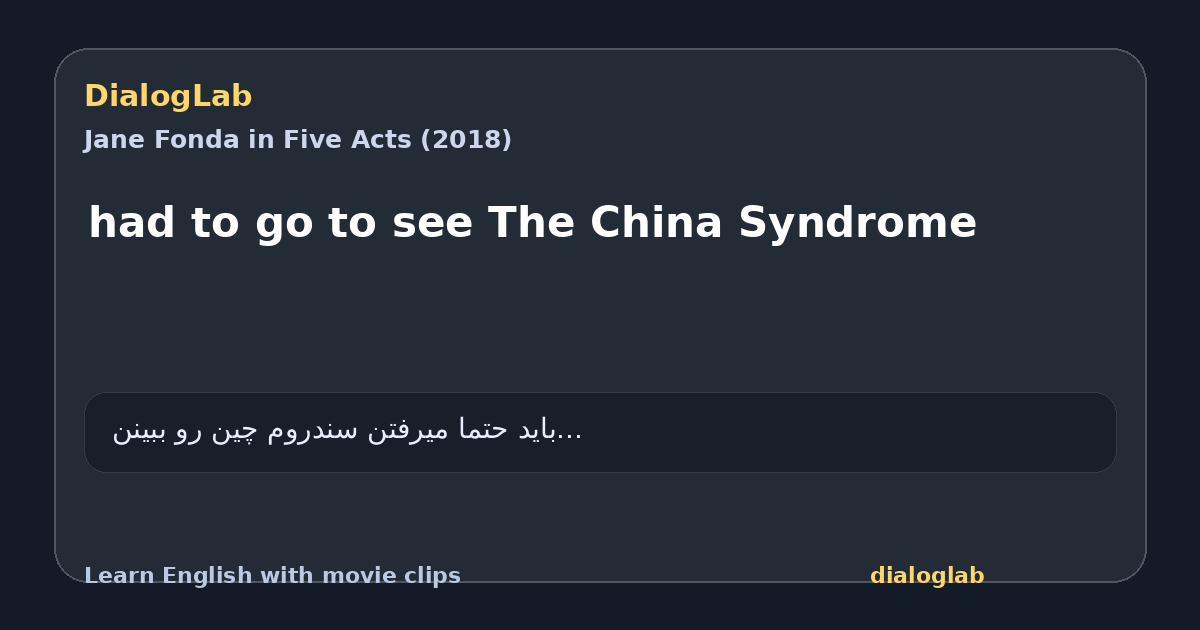 Share card for had to go to see The China Syndrome