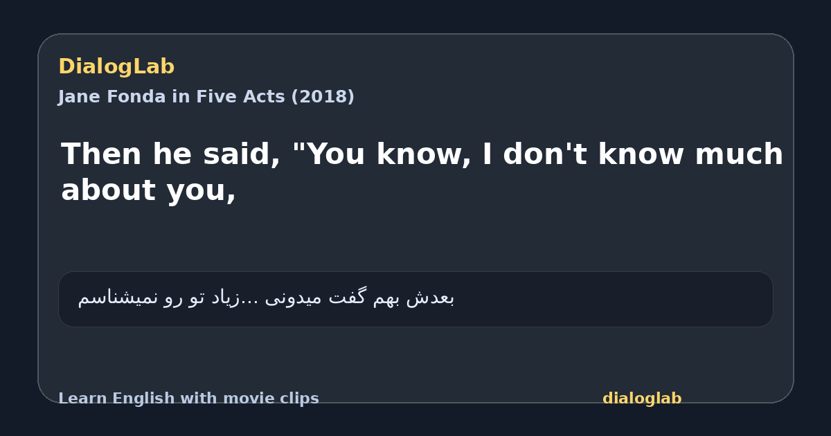 Share card for Then he said, "You know, I don't know much about you,