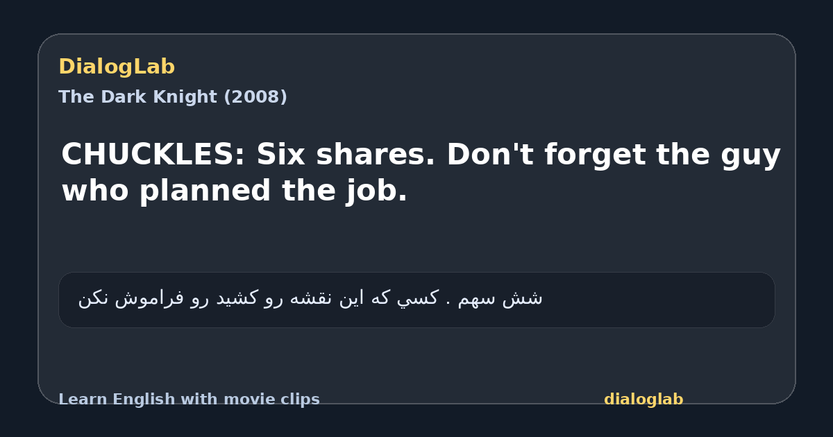 Share card for CHUCKLES: Six shares. Don't forget the guy who planned the job.