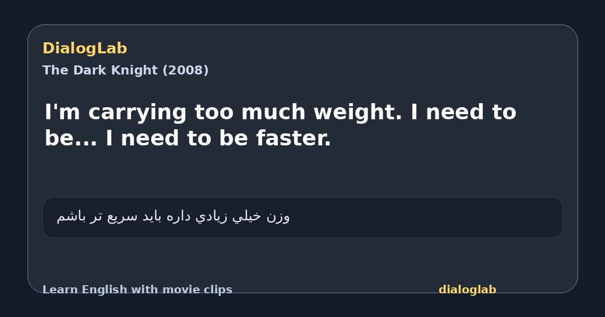 Share card for I'm carrying too much weight. I need to be... I need to be faster.