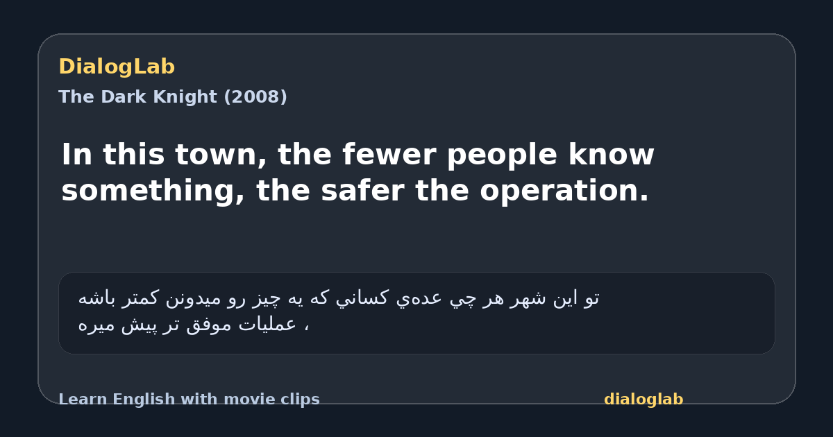Share card for In this town, the fewer people know something, the safer the operation.