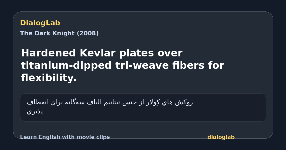 Share card for Hardened Kevlar plates over titanium-dipped tri-weave fibers for flexibility.