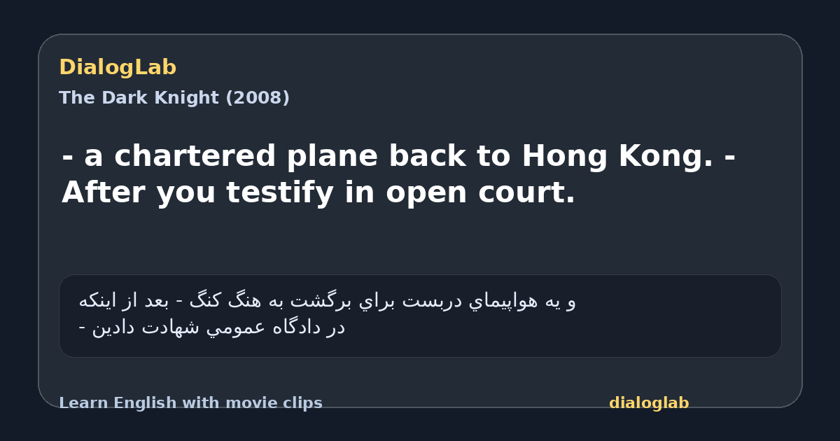 Share card for - a chartered plane back to Hong Kong. - After you testify in open court.