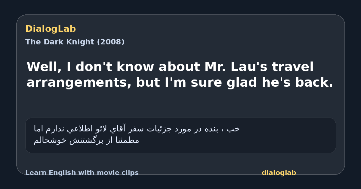 Share card for Well, I don't know about Mr. Lau's travel arrangements, but I'm sure glad he's back.