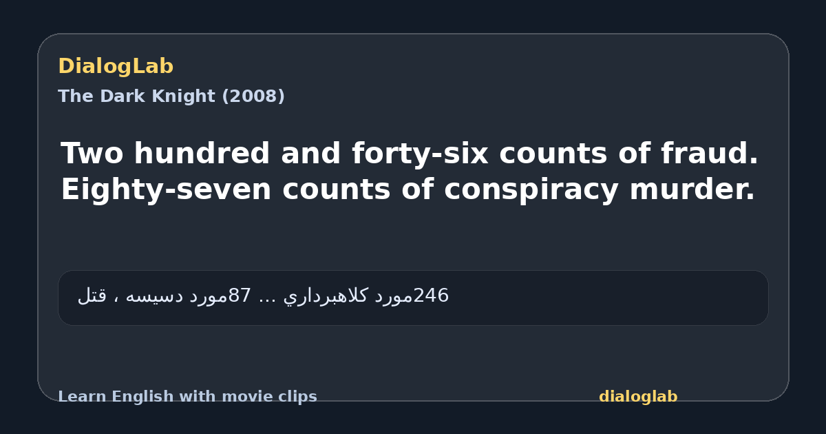 Share card for Two hundred and forty-six counts of fraud. Eighty-seven counts of conspiracy murder.