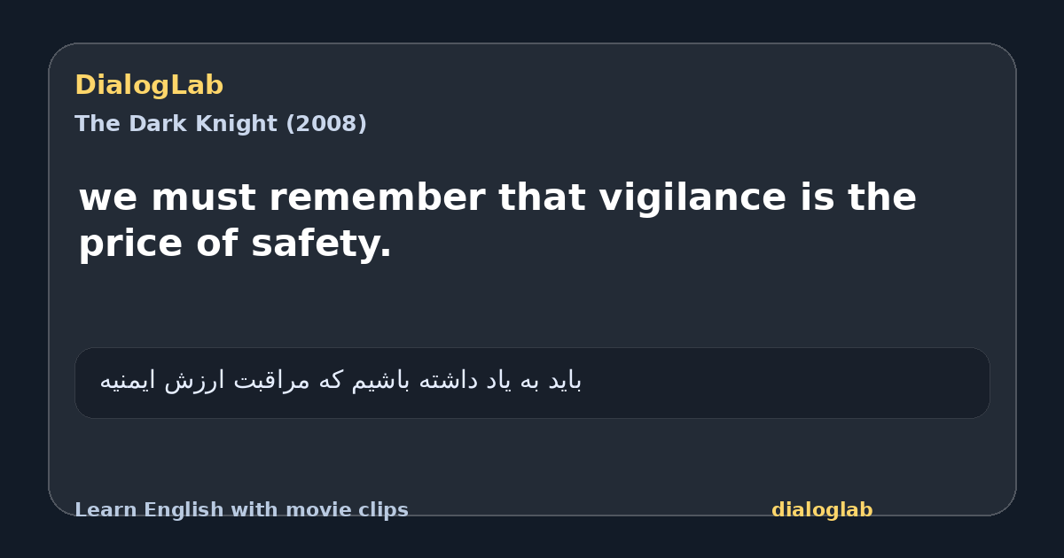 Share card for we must remember that vigilance is the price of safety.