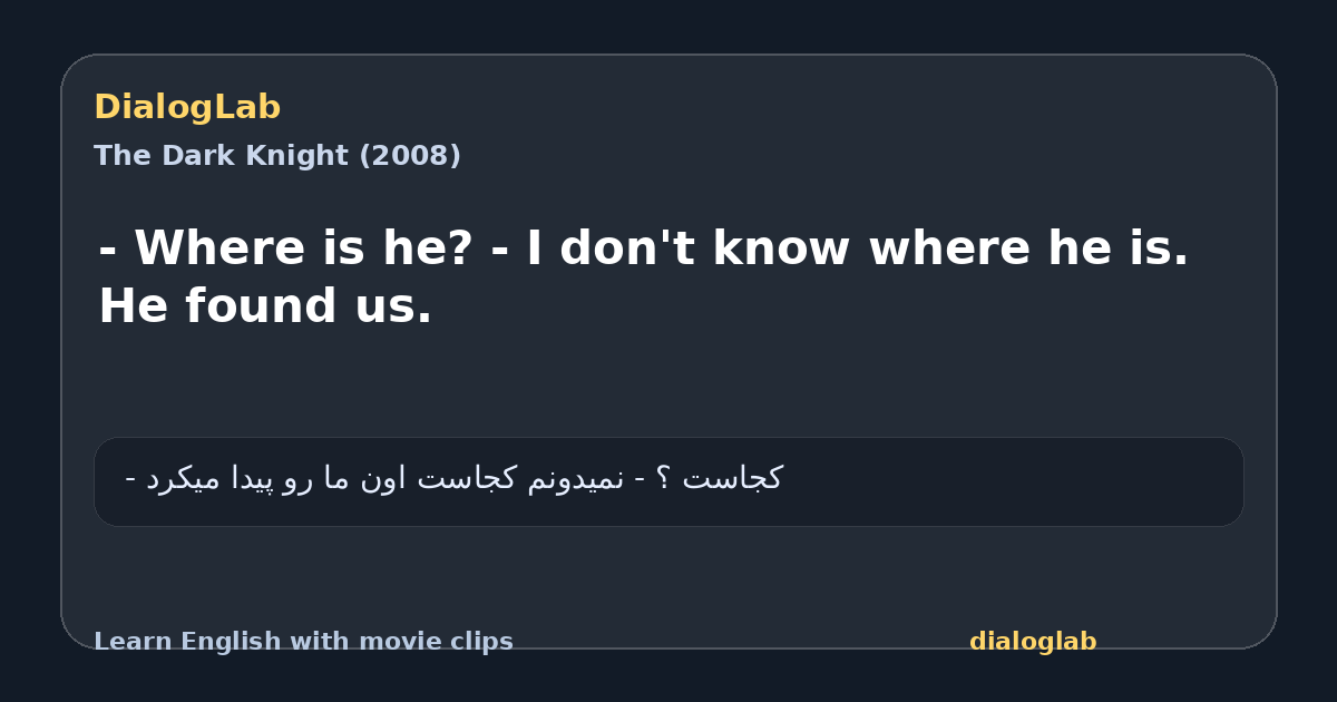 Share card for - Where is he? - I don't know where he is. He found us.