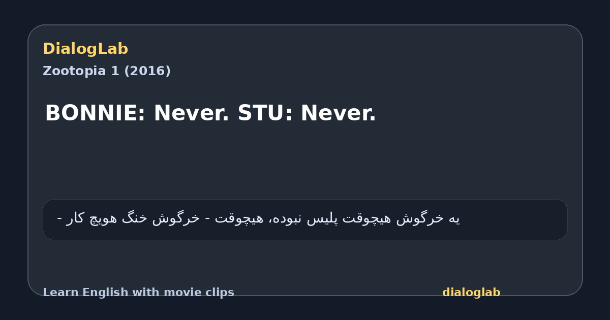 Share card for BONNIE: Never. STU: Never.