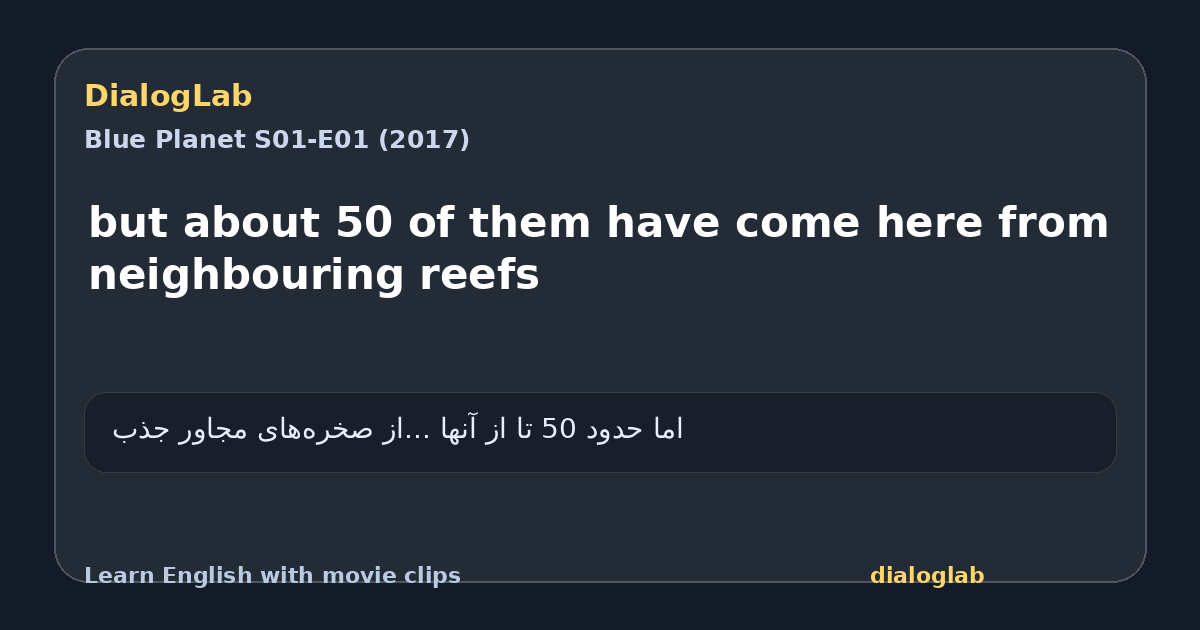 Share card for but about 50 of them have come here from neighbouring reefs