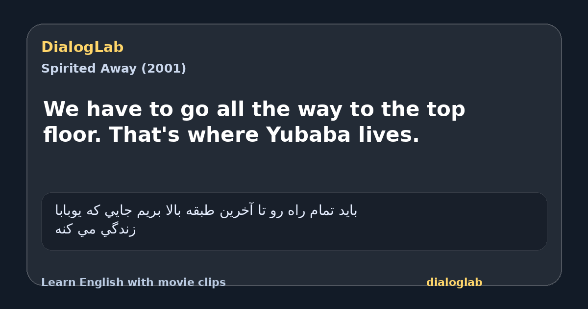 Share card for We have to go all the way to the top floor. That's where Yubaba lives.