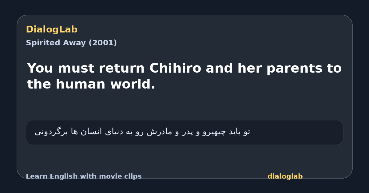 Share card for You must return Chihiro and her parents to the human world.